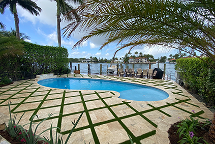 Artificial turf installation for residential and commercial spaces by Cliff's Pool in South Florida